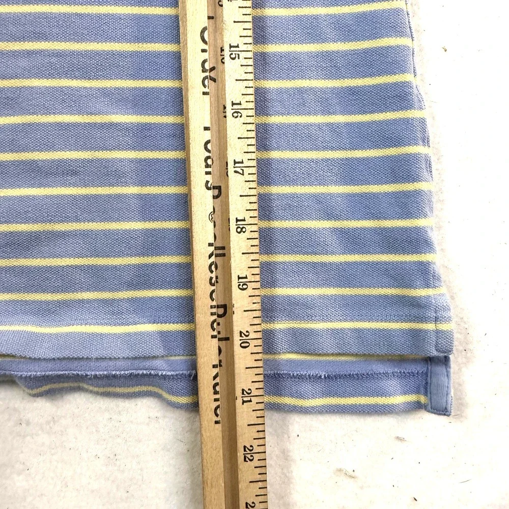 Ralph Lauren Polo Shirt Girls XL 16 Blue Yellow Striped Cotton Pony Preppy Y2K